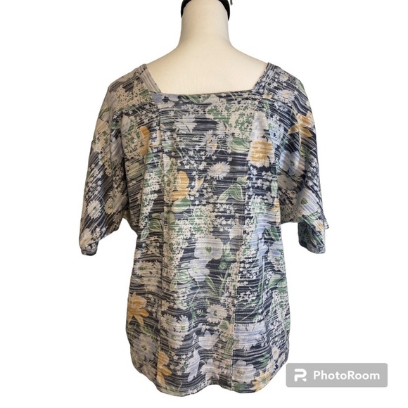 Anthropologie Botanical Print Pullover Top Vintage Wash Short-sleeve Size Small - Picture 3 of 14